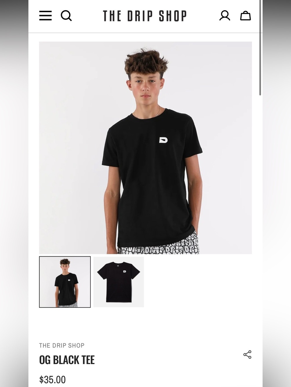 *NWT The Drip Shop OG Black Tee – Kids